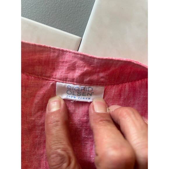 Sigrid Olsen Women's Salmon Button-Front Linen Tunic Top Size XL - Picture 6 of 7